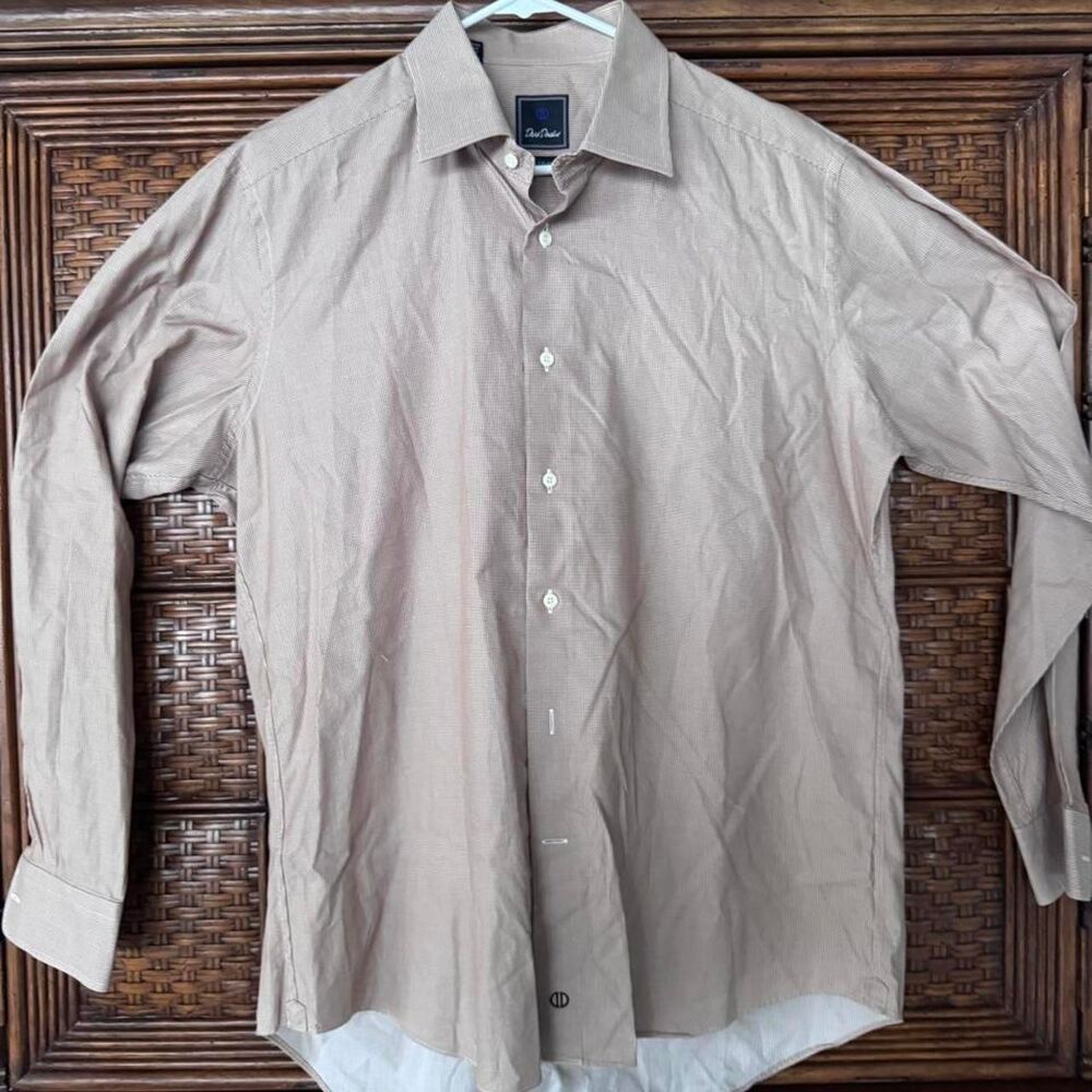 David-donahue Men's Tan and Brown Shirt